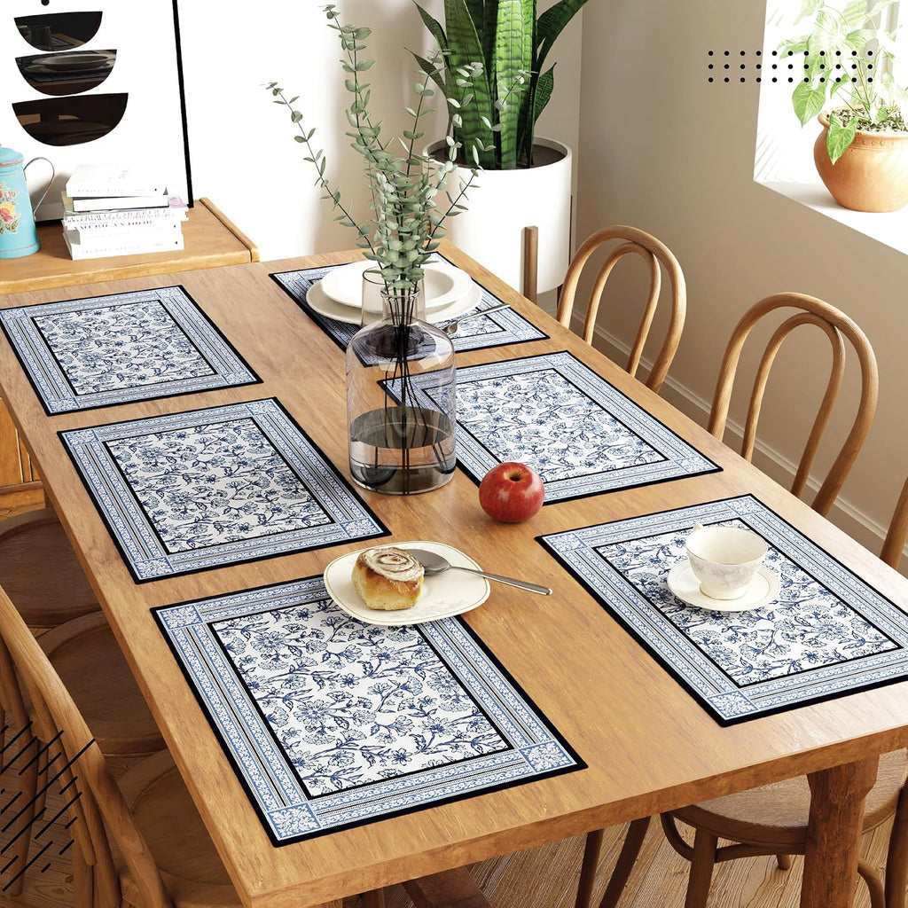 Indigo Block Print Dining Placemats