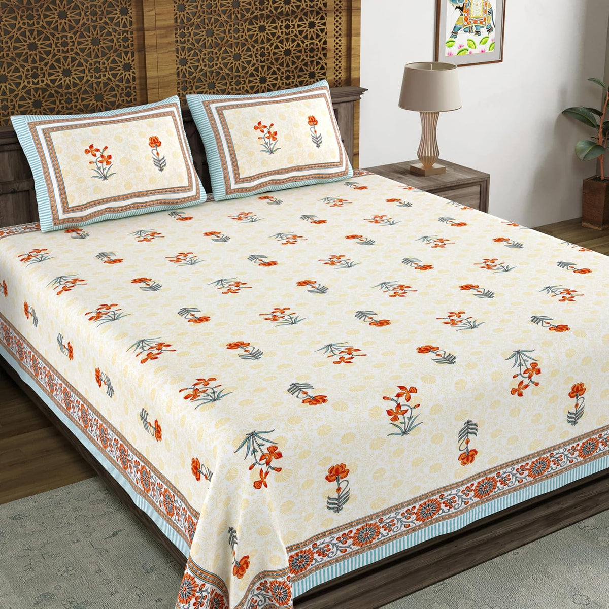 Hand Block Printed Cotton Bedsheet
