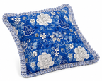 Hand Block Printed Blue Cushion Cover - Sanganeri Floral Pillow Cover