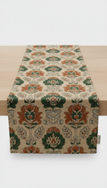 Linen Table Runner Ochre Pattern